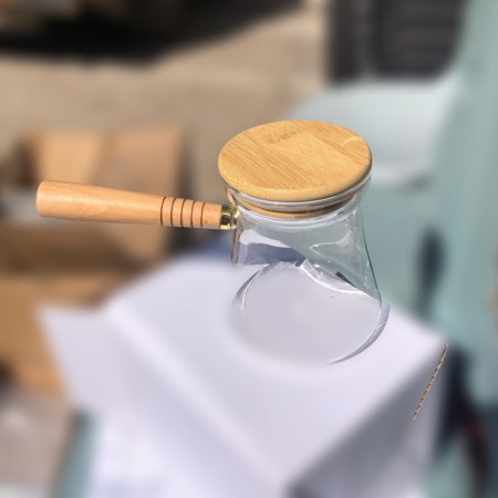 غلاية قهوة زجاج بايركس ملس مع يد وغطاء بامبو 3530-11